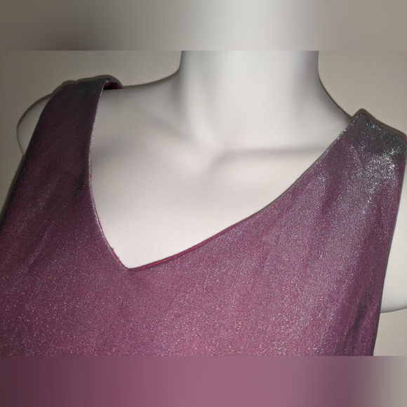 3/$25 Suzy Shier Iridescent Sparkly Purple Pink V Neck Tank Vintage - Picture 7 of 8